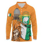 Personalised Happy Cote dIvoire Long Sleeve Polo Shirt 65th of Independence Day