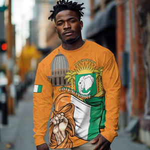 Personalised Happy Cote dIvoire Long Sleeve Shirt 65th of Independence Day