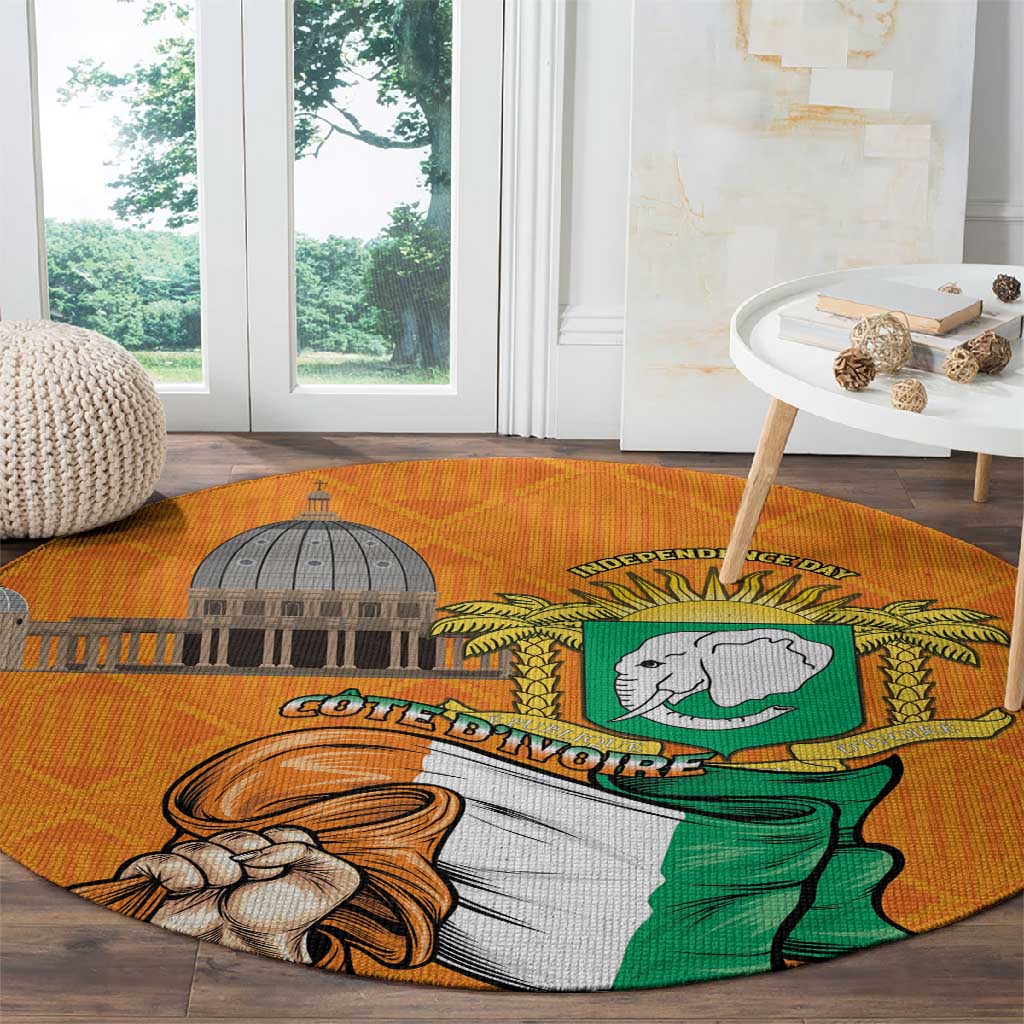 Happy Cote dIvoire Round Carpet 65th of Independence Day