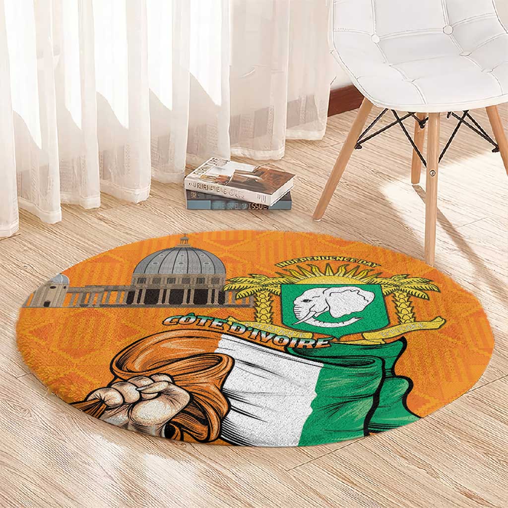 Happy Cote dIvoire Round Carpet 65th of Independence Day