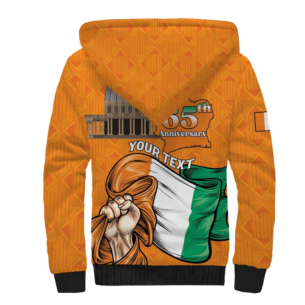 Personalised Happy Cote dIvoire Sherpa Hoodie 65th of Independence Day
