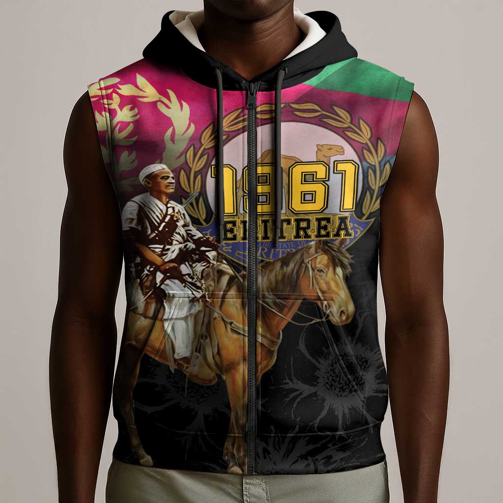 Happy Eritrea Revolution Day Sleeveless Zip Hoodie Remember Hamid Idris Awate - African Pride