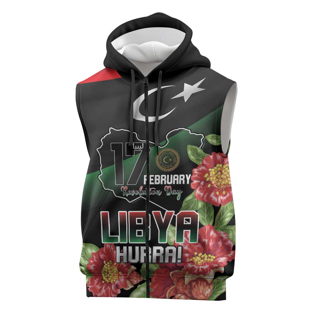 Personalized Libya Sleeveless Zip Hoodie February 17th Revolution - African Pride