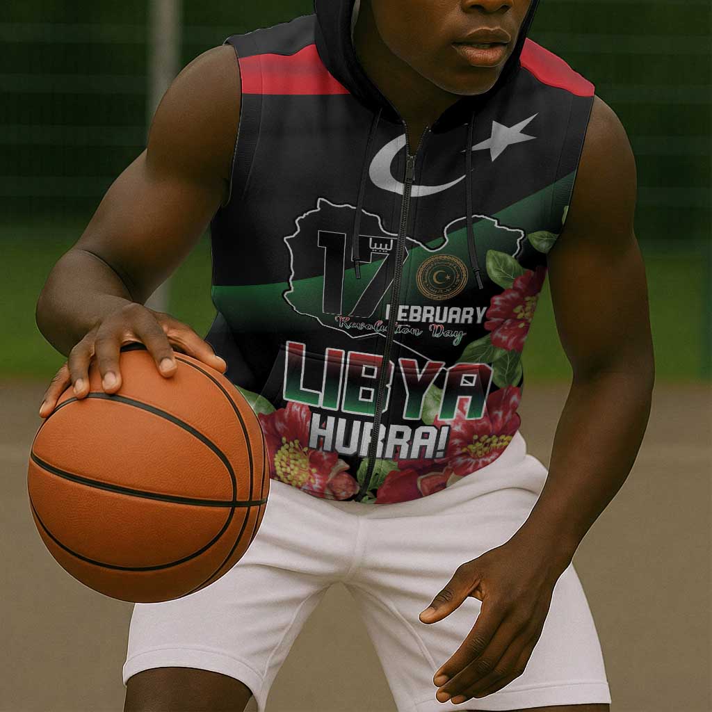 Personalized Libya Sleeveless Zip Hoodie February 17th Revolution - African Pride
