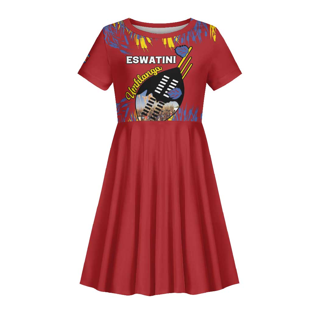 Personalized Umhlanga Reed Dance Kid Short Sleeve Dress Eswatini Heritage - African Pride