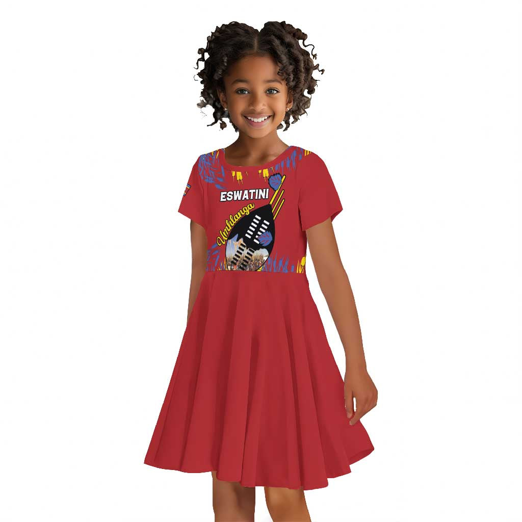 Personalized Umhlanga Reed Dance Kid Short Sleeve Dress Eswatini Heritage - African Pride