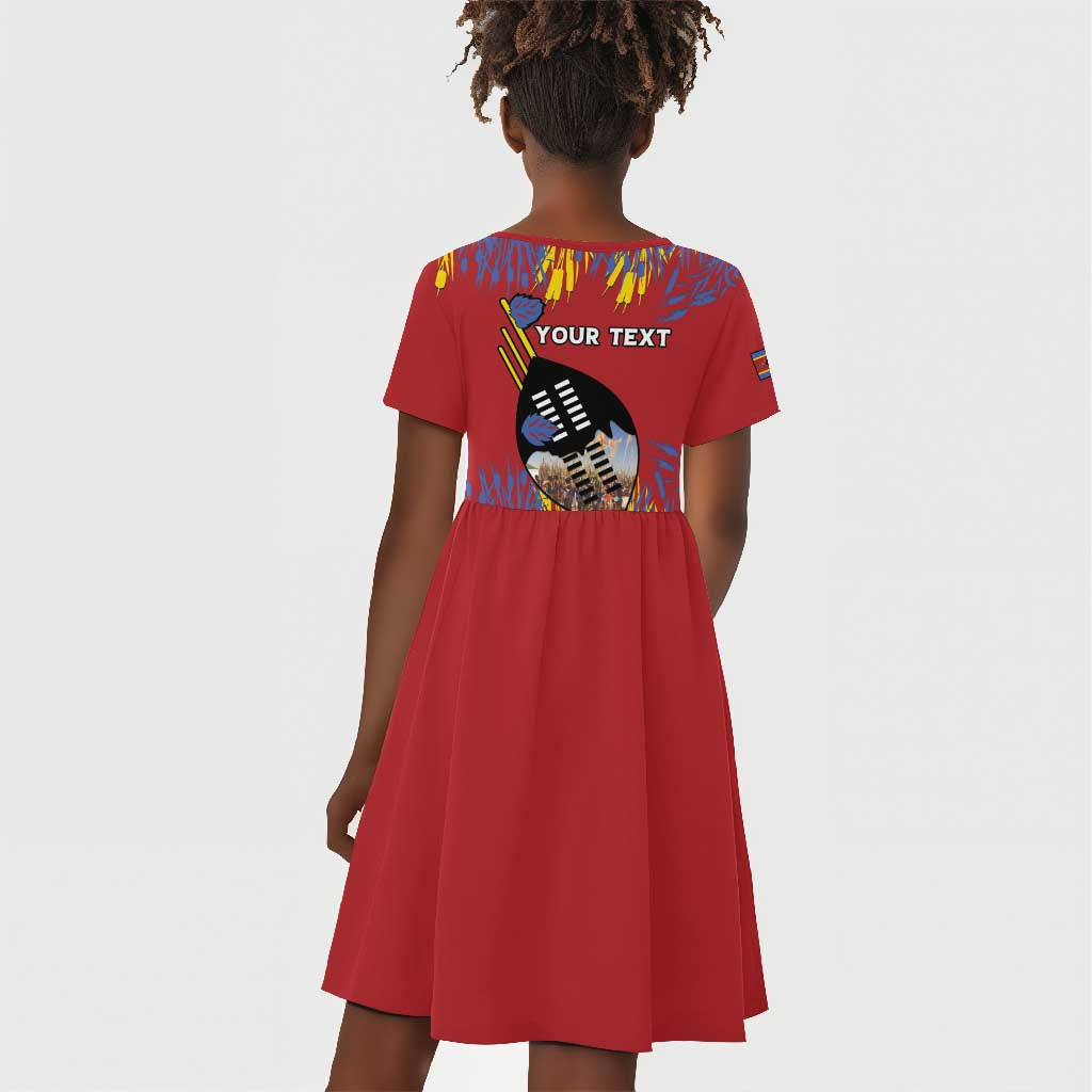 Personalized Umhlanga Reed Dance Kid Short Sleeve Dress Eswatini Heritage - African Pride