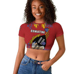 Personalized Umhlanga Reed Dance Raglan Cropped T shirt Eswatini Heritage - African Pride