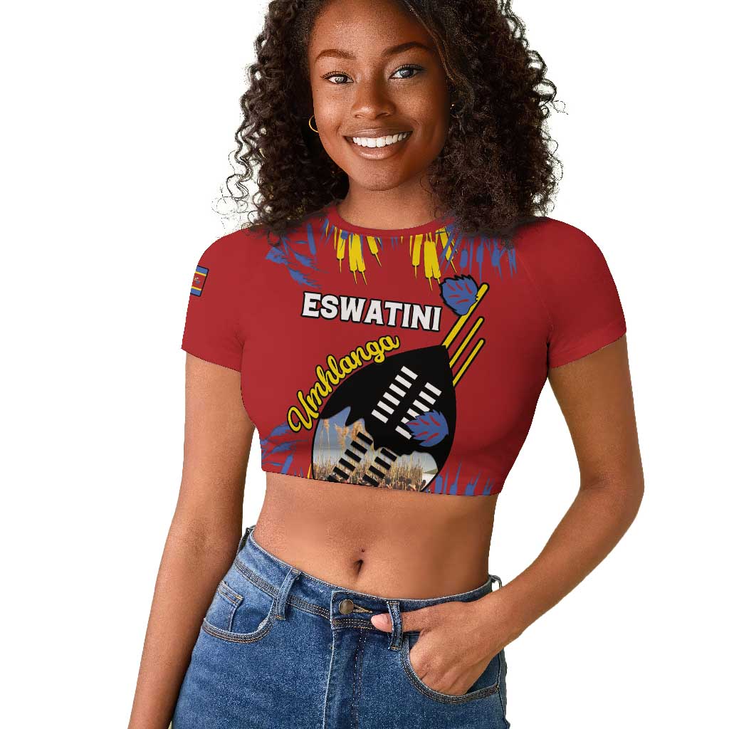 Personalized Umhlanga Reed Dance Raglan Cropped T shirt Eswatini Heritage - African Pride