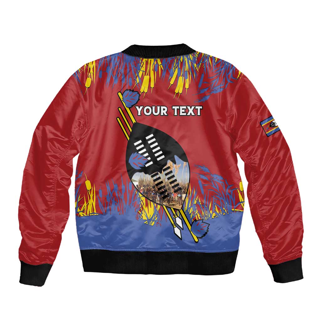 Personalized Umhlanga Reed Dance Sleeve Zip Bomber Jacket Eswatini Heritage - African Pride