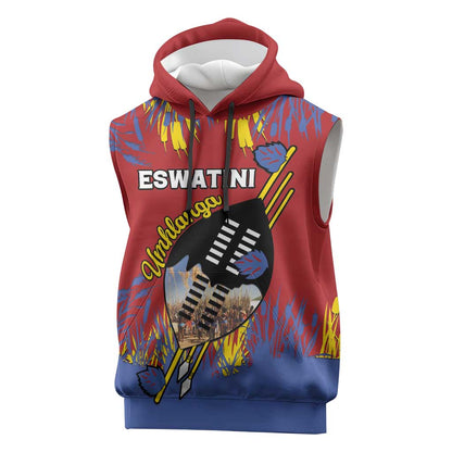 Personalized Umhlanga Reed Dance Sleeveless Hoodie Eswatini Heritage - African Pride