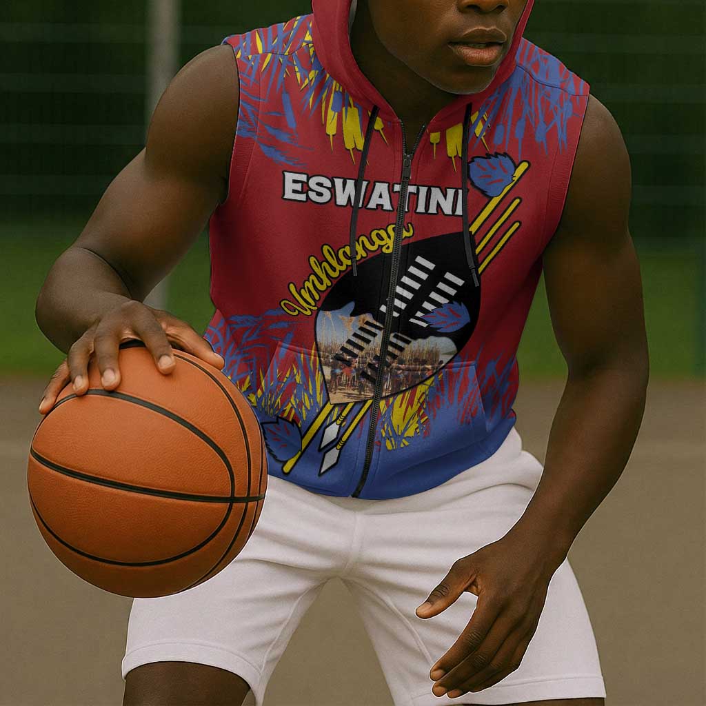 Personalized Umhlanga Reed Dance Sleeveless Zip Hoodie Eswatini Heritage - African Pride