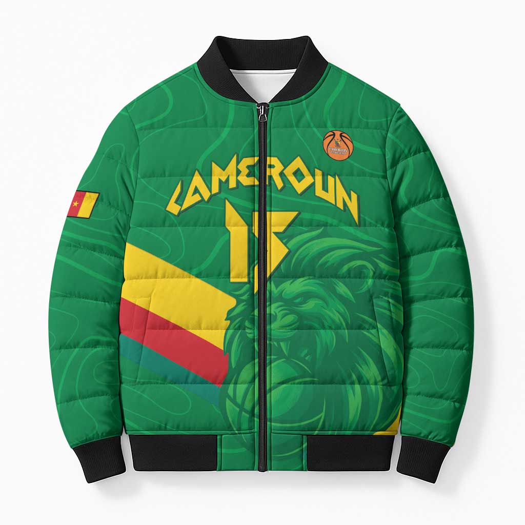Custom Cameroon Basketball Bomber Puffer Jacket Go Champions Indomitable Lions