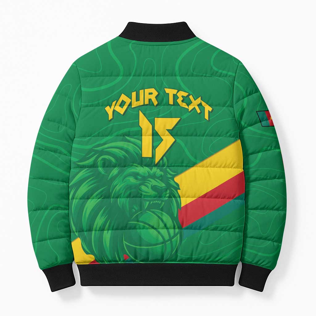 Custom Cameroon Basketball Bomber Puffer Jacket Go Champions Indomitable Lions