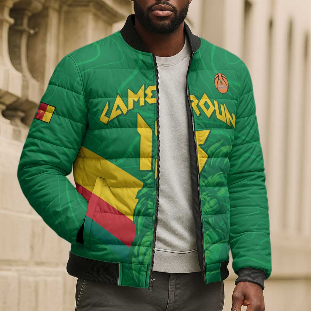 Custom Cameroon Basketball Bomber Puffer Jacket Go Champions Indomitable Lions