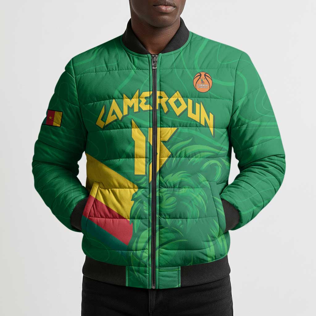 Custom Cameroon Basketball Bomber Puffer Jacket Go Champions Indomitable Lions