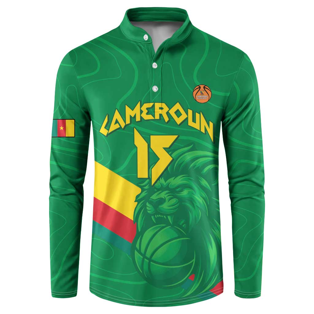Custom Cameroon Basketball Button Sweatshirt Go Champions Indomitable Lions