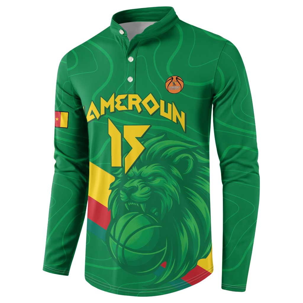 Custom Cameroon Basketball Button Sweatshirt Go Champions Indomitable Lions
