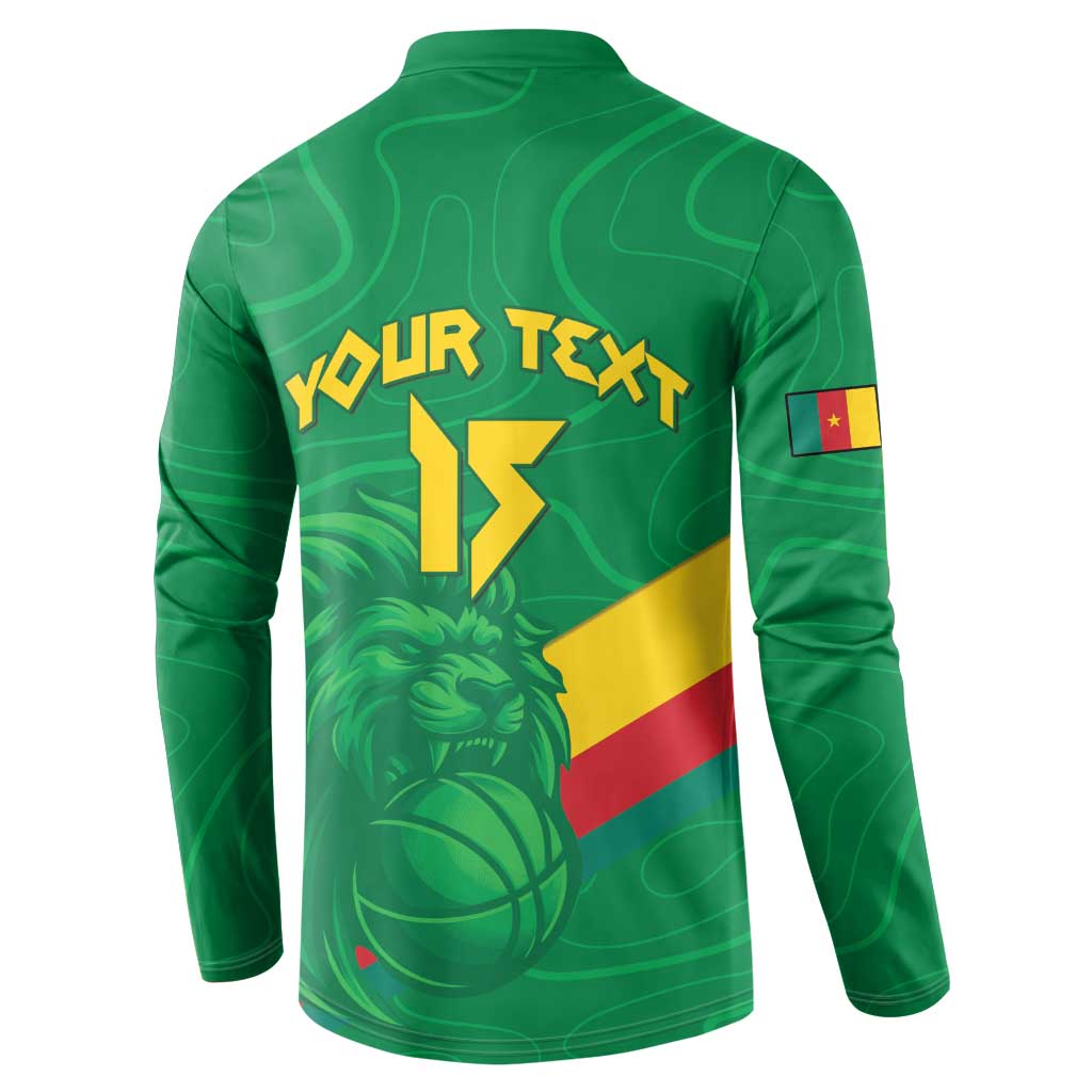 Custom Cameroon Basketball Button Sweatshirt Go Champions Indomitable Lions