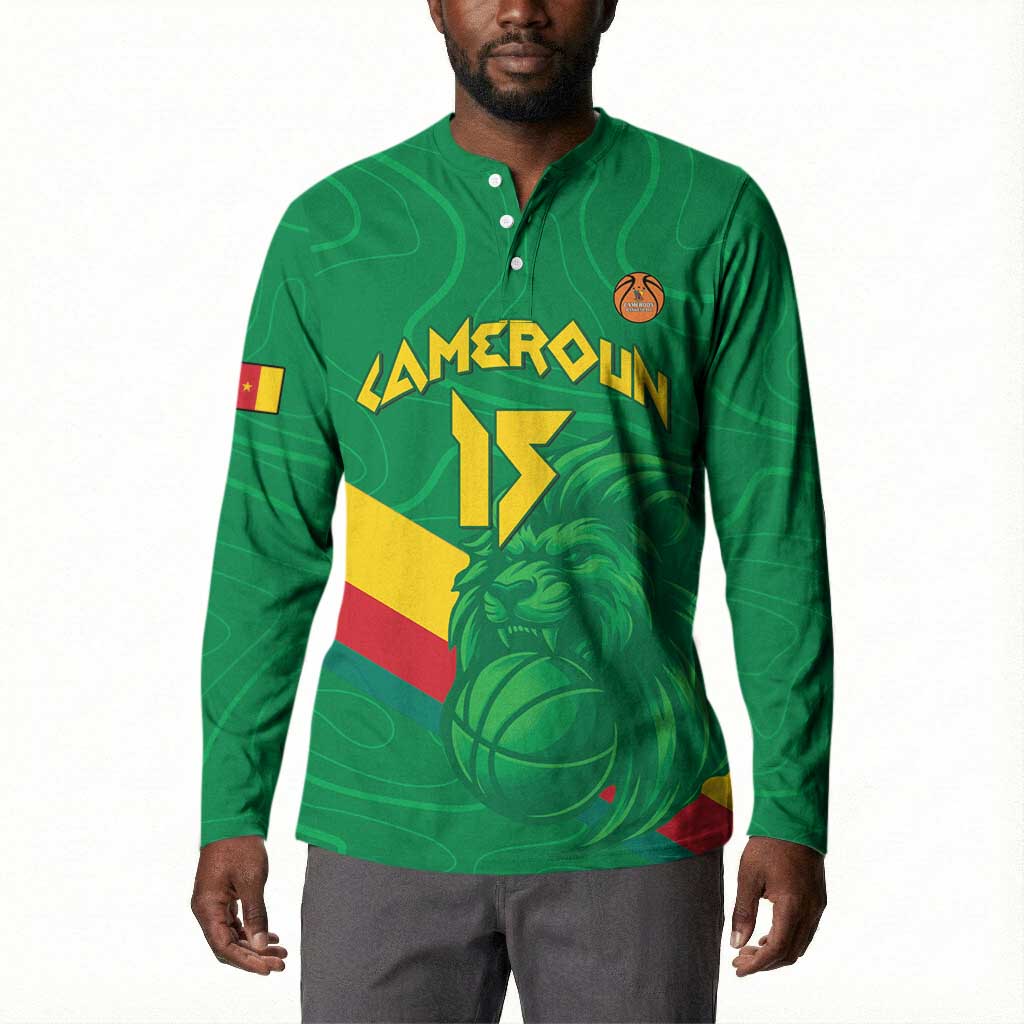 Custom Cameroon Basketball Button Sweatshirt Go Champions Indomitable Lions