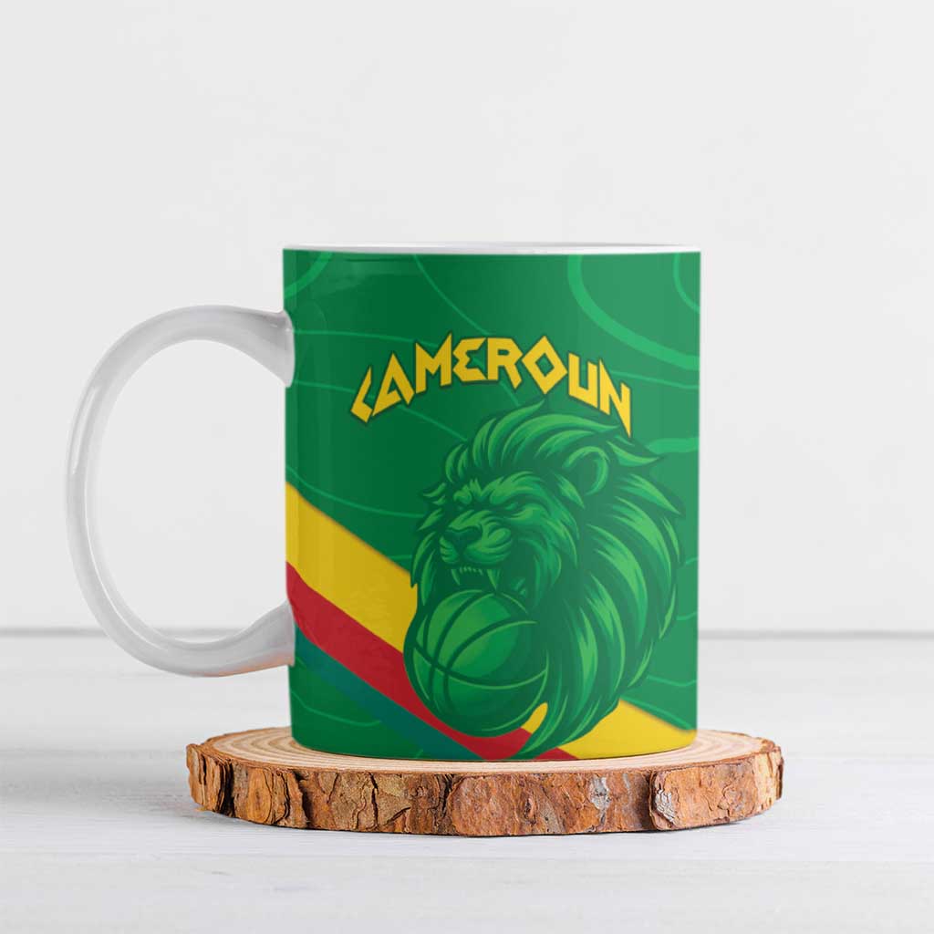 Custom Cameroon Basketball Ceramic Mug Go Champions Indomitable Lions