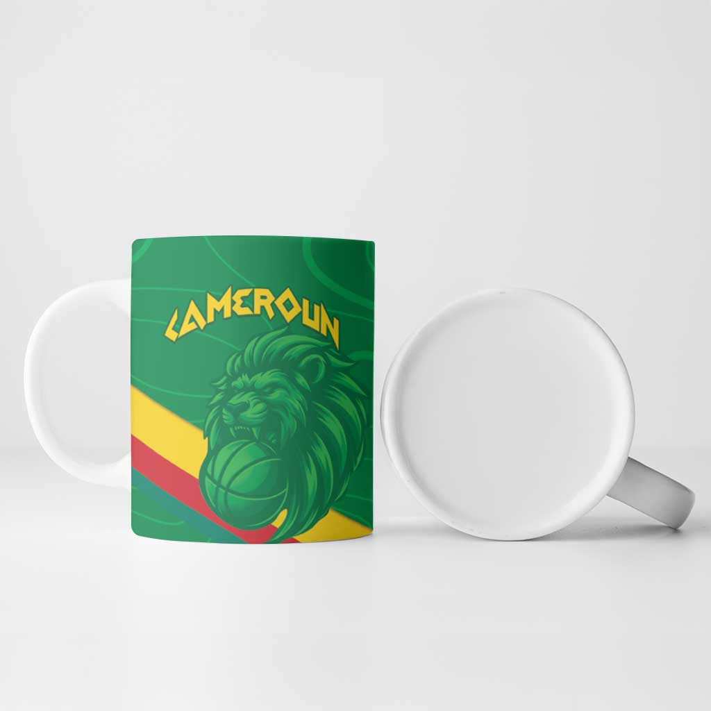 Custom Cameroon Basketball Ceramic Mug Go Champions Indomitable Lions