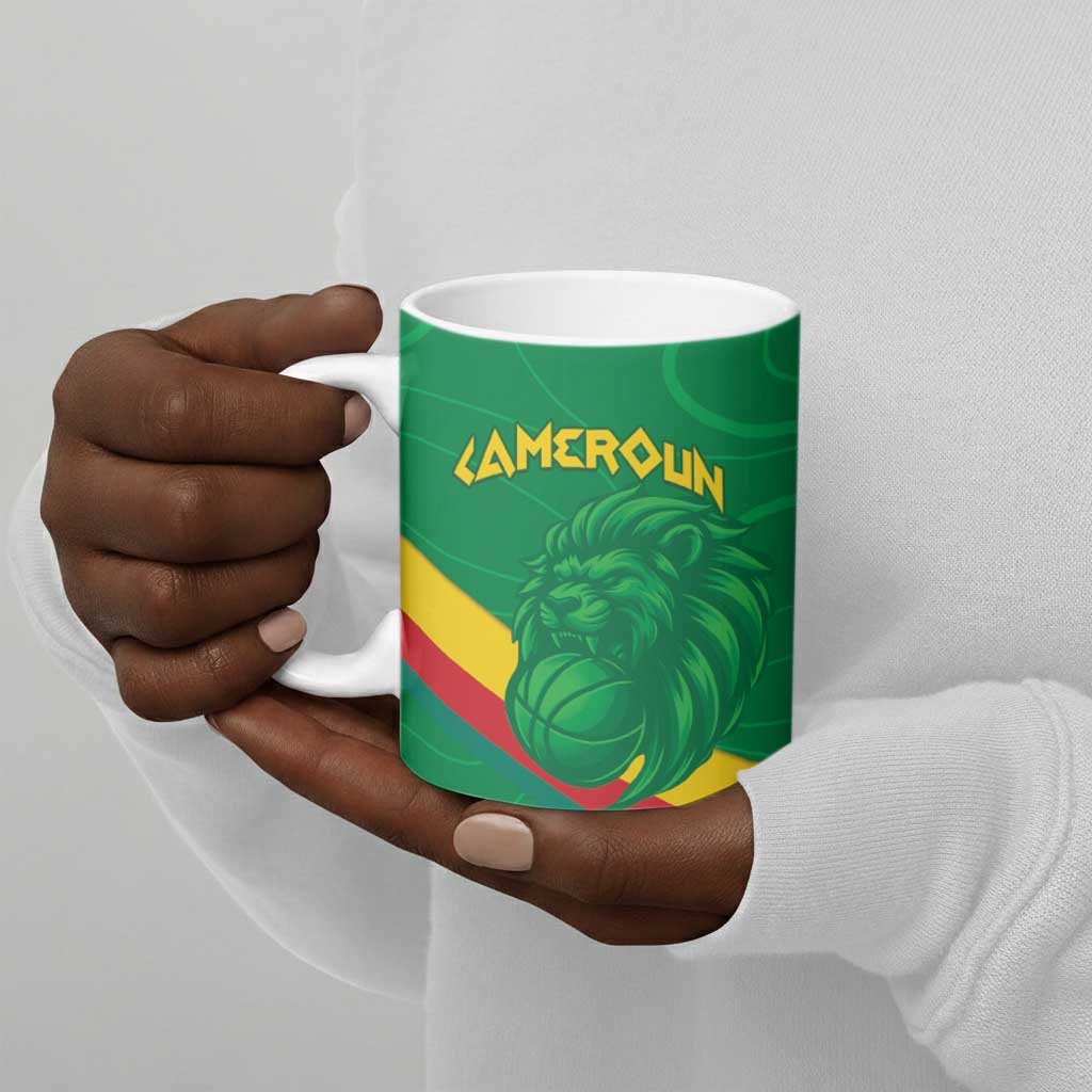 Custom Cameroon Basketball Ceramic Mug Go Champions Indomitable Lions