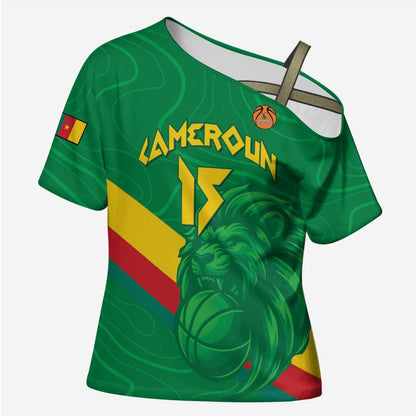 Custom Cameroon Basketball Cross Shoulder Shirt Go Champions Indomitable Lions