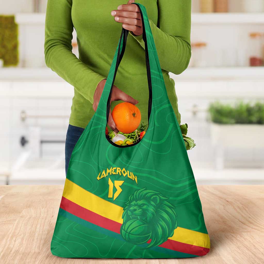 Custom Cameroon Basketball Grocery Bag Go Indomitable Lions - African Pride