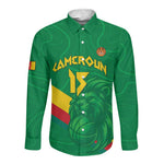 Custom Cameroon Basketball Long Sleeve Button Shirt Go Indomitable Lions - African Pride