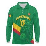 Custom Cameroon Basketball Long Sleeve Polo Shirt Go Indomitable Lions - African Pride