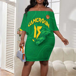 Custom Cameroon Basketball Off Shoulder Short Dress Go Indomitable Lions - African Pride
