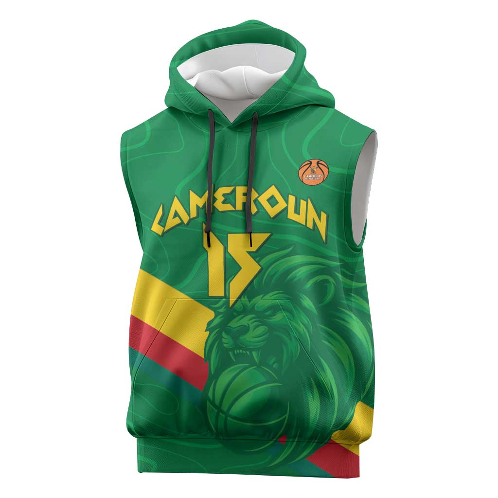 Custom Cameroon Basketball Sleeveless Hoodie Go Indomitable Lions - African Pride