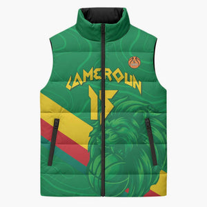 Custom Cameroon Basketball Sleeveless Puffer Jacket Go Champions Indomitable Lions