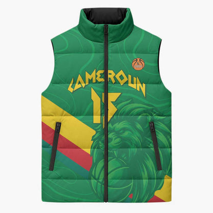 Custom Cameroon Basketball Sleeveless Puffer Jacket Go Champions Indomitable Lions