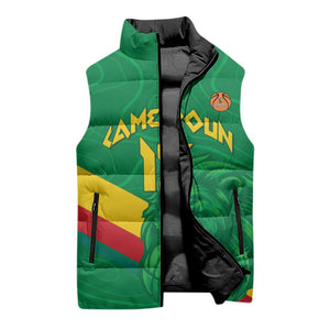 Custom Cameroon Basketball Sleeveless Puffer Jacket Go Champions Indomitable Lions