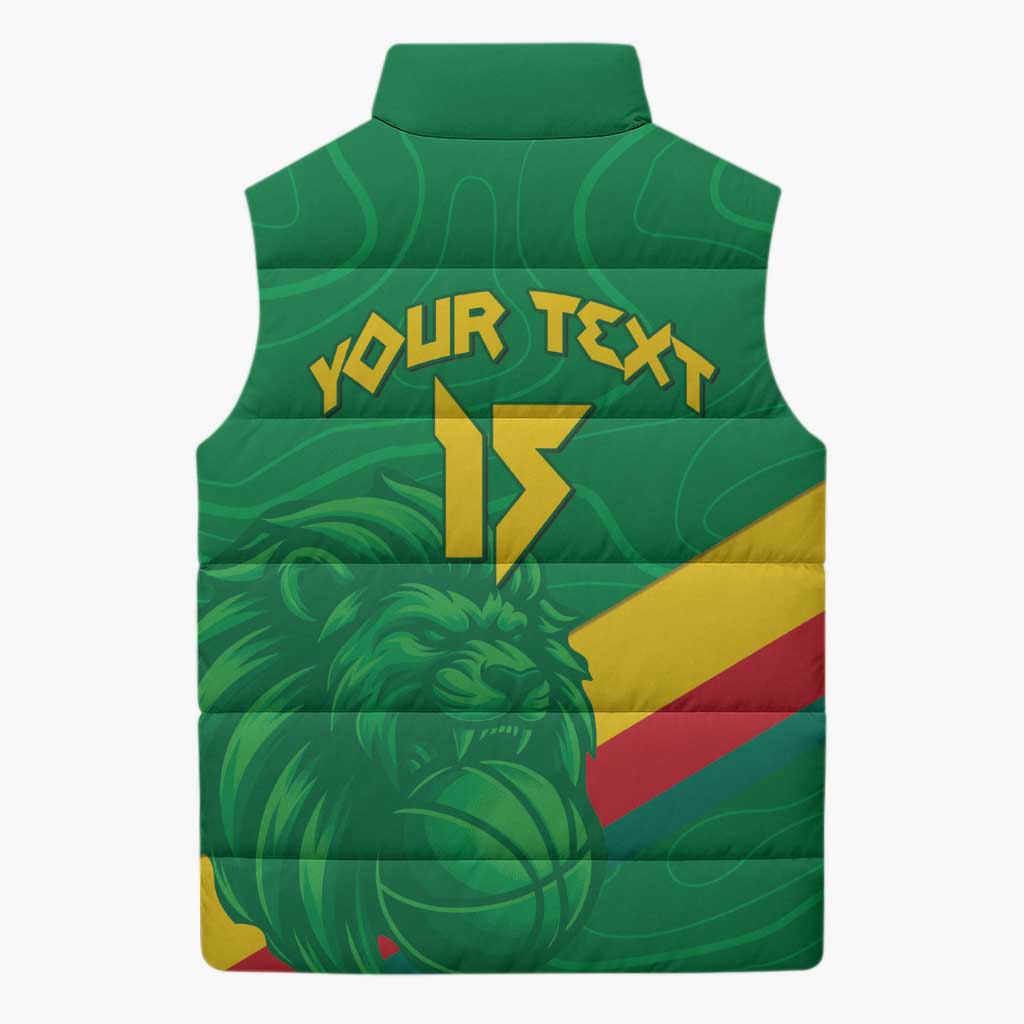 Custom Cameroon Basketball Sleeveless Puffer Jacket Go Champions Indomitable Lions