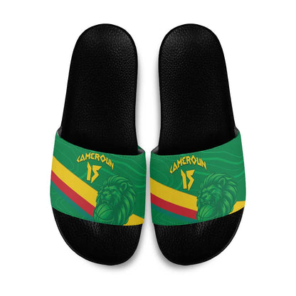 Custom Cameroon Basketball Slide Sandals Go Champions Indomitable Lions