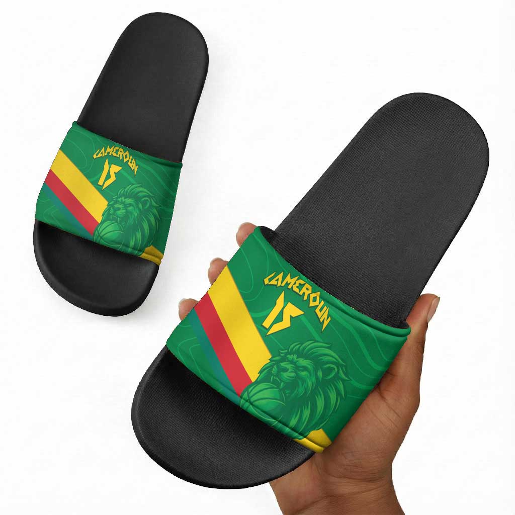 Custom Cameroon Basketball Slide Sandals Go Champions Indomitable Lions