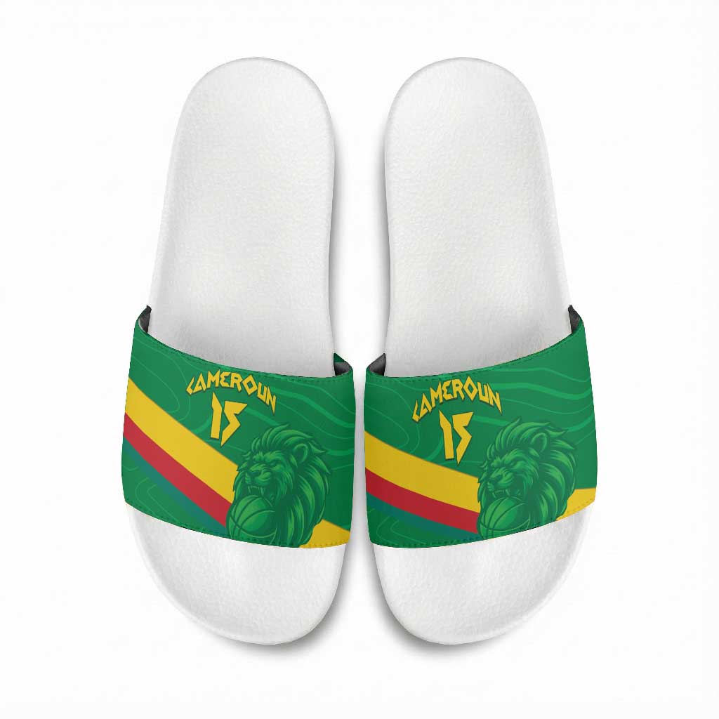 Custom Cameroon Basketball Slide Sandals Go Champions Indomitable Lions