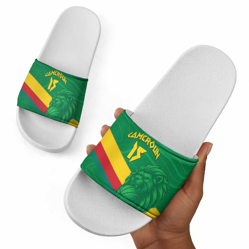 Custom Cameroon Basketball Slide Sandals Go Champions Indomitable Lions
