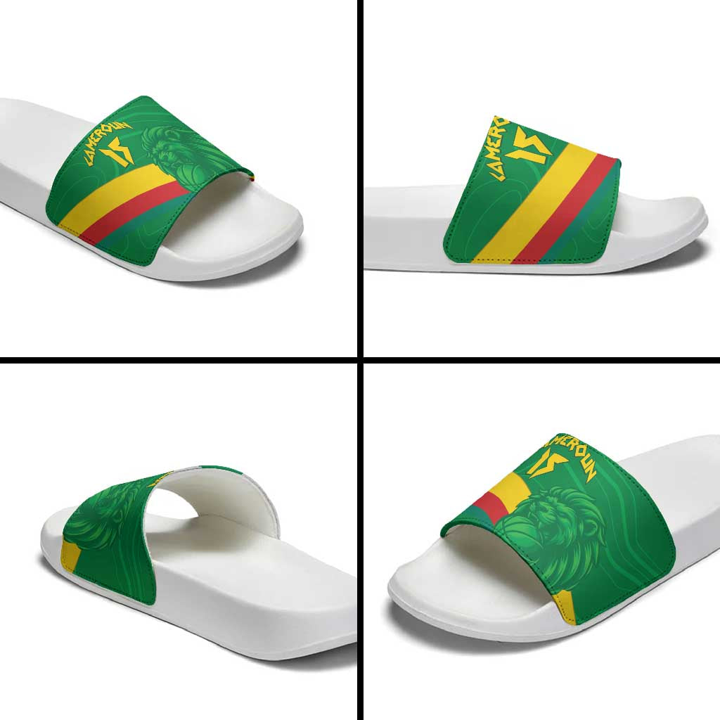 Custom Cameroon Basketball Slide Sandals Go Champions Indomitable Lions