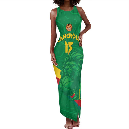 Custom Cameroon Basketball Tank Maxi Dress Go Indomitable Lions - African Pride