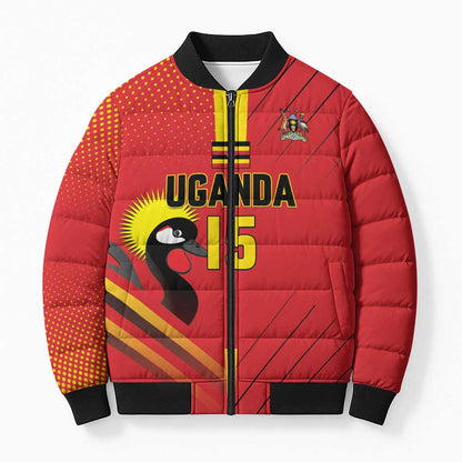 Custom Uganda Basketball Bomber Puffer Jacket Go Silverbacks