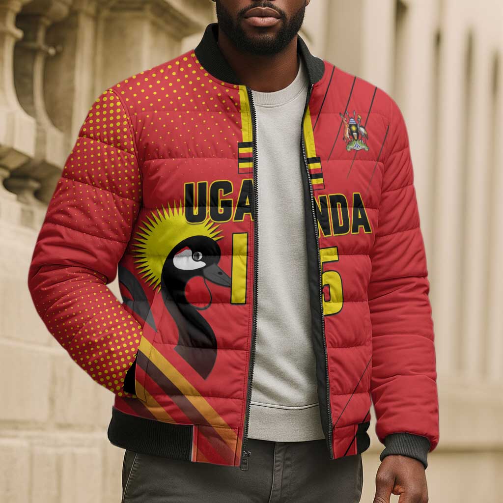 Custom Uganda Basketball Bomber Puffer Jacket Go Silverbacks