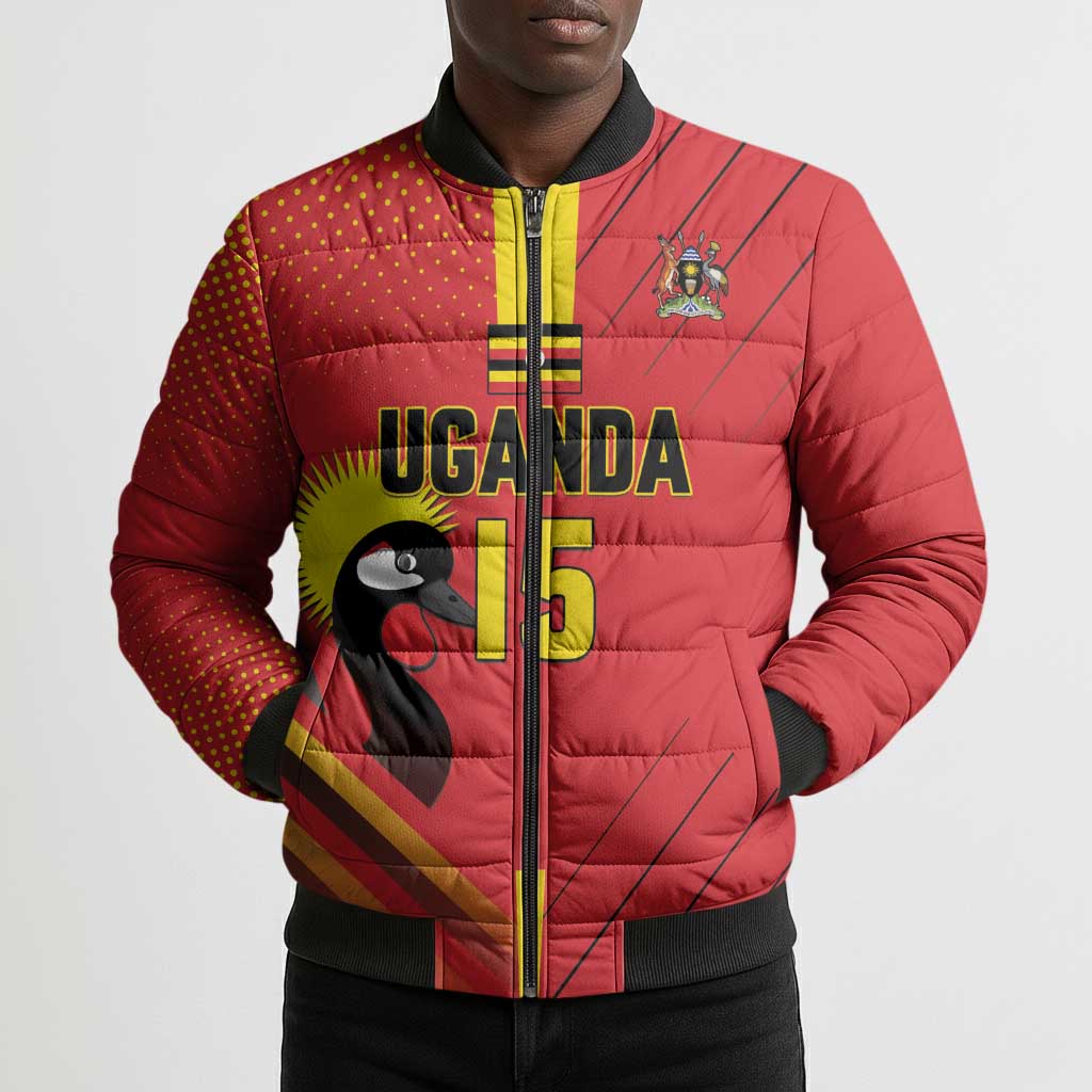 Custom Uganda Basketball Bomber Puffer Jacket Go Silverbacks