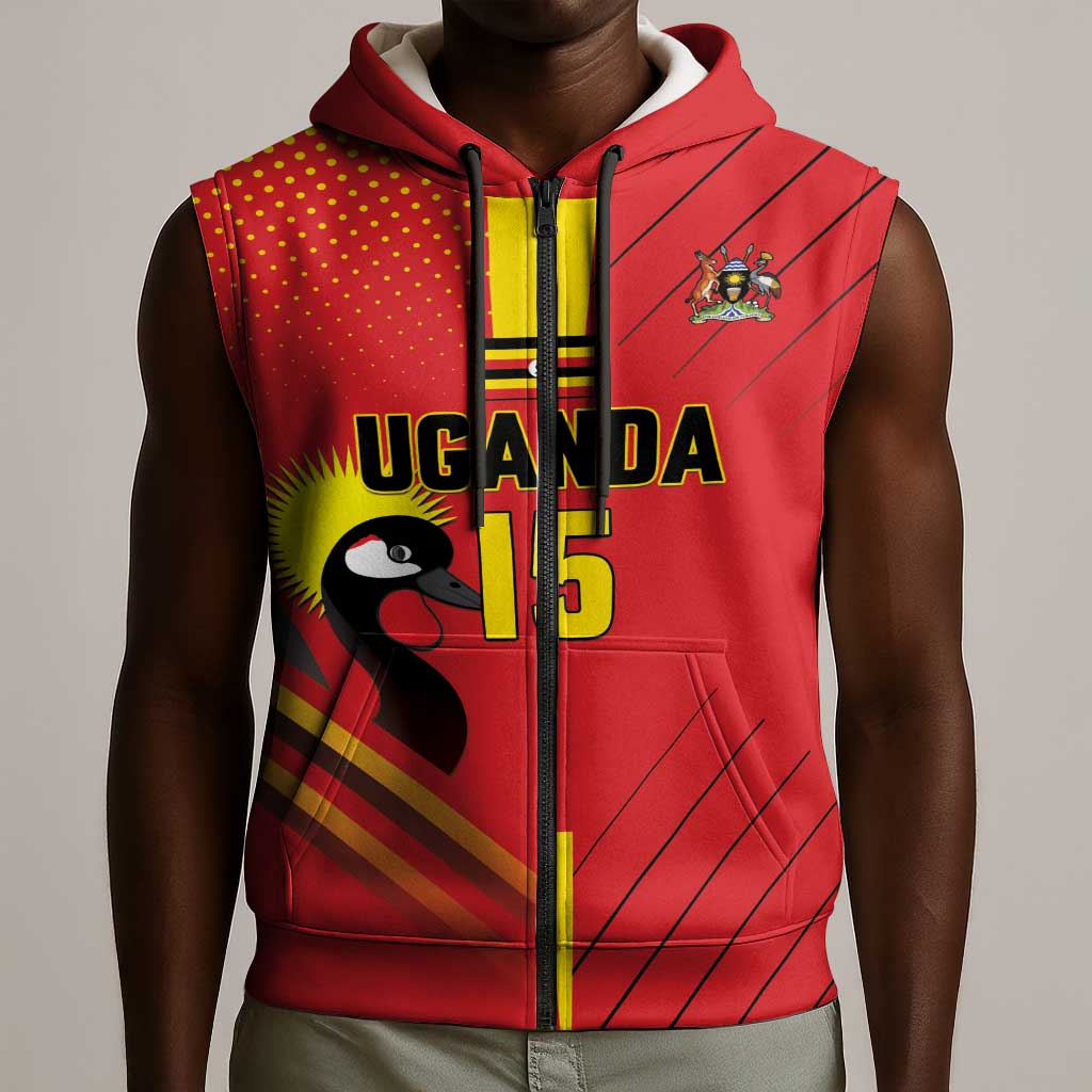 Custom Uganda Basketball Sleeveless Zip Hoodie Go Champions Silverbacks - African Pride