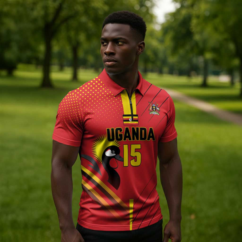 Custom Uganda Basketball Zipper Polo Shirt Go Silverbacks