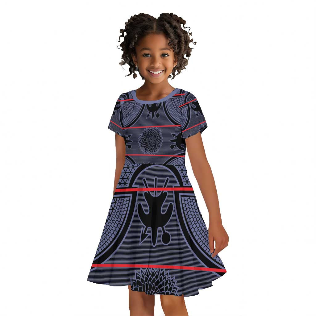 Basotho Blanket Kid Short Sleeve Dress Lesotho Seanamarena Heritage - Serenity - African Pride