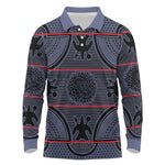 Basotho Blanket Long Sleeve Polo Shirt Lesotho Seanamarena Heritage - Serenity - African Pride